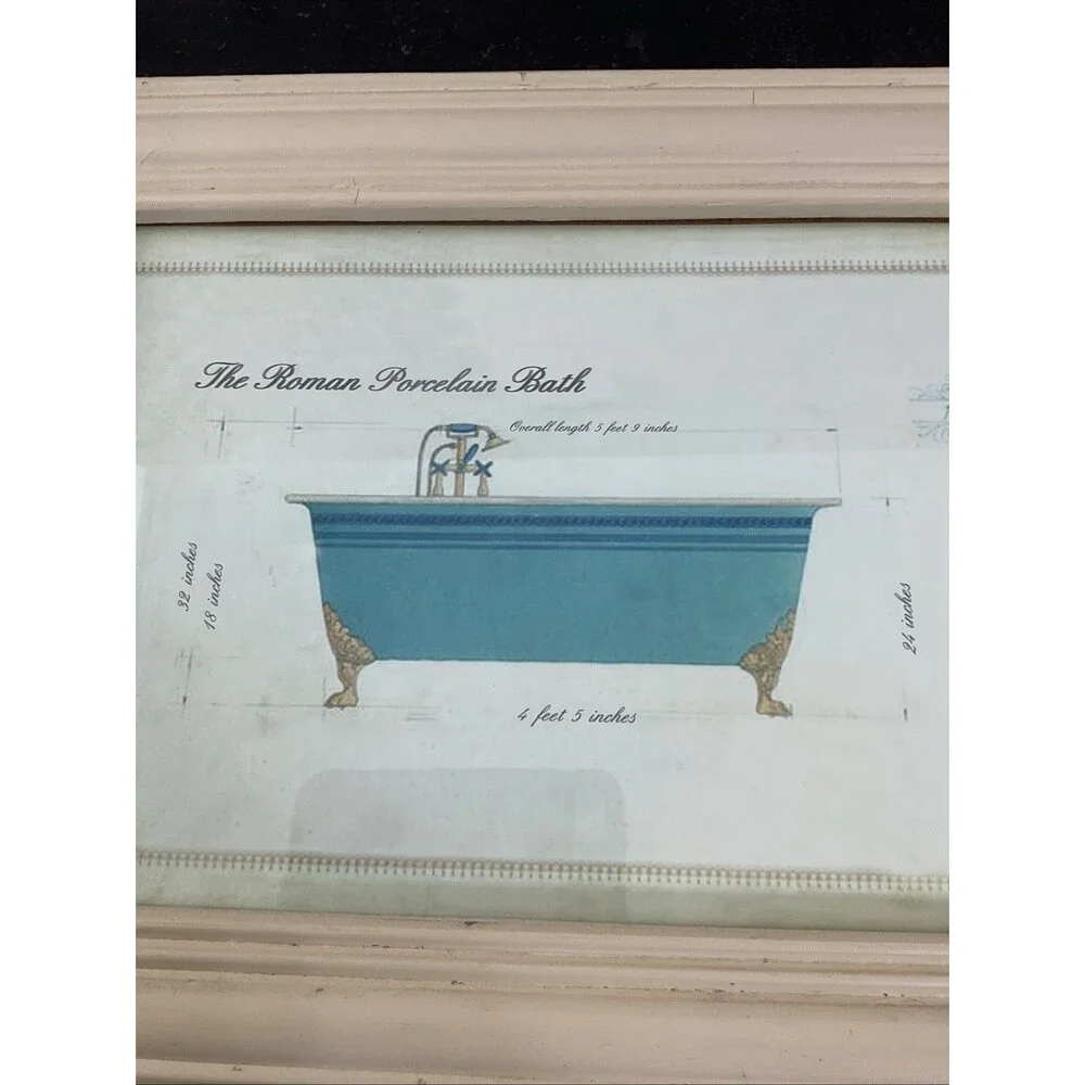 Bathroom Decoration Framed Roman Porcelain Design Bathtub.16” x 12.25” - Picture 6 of 16